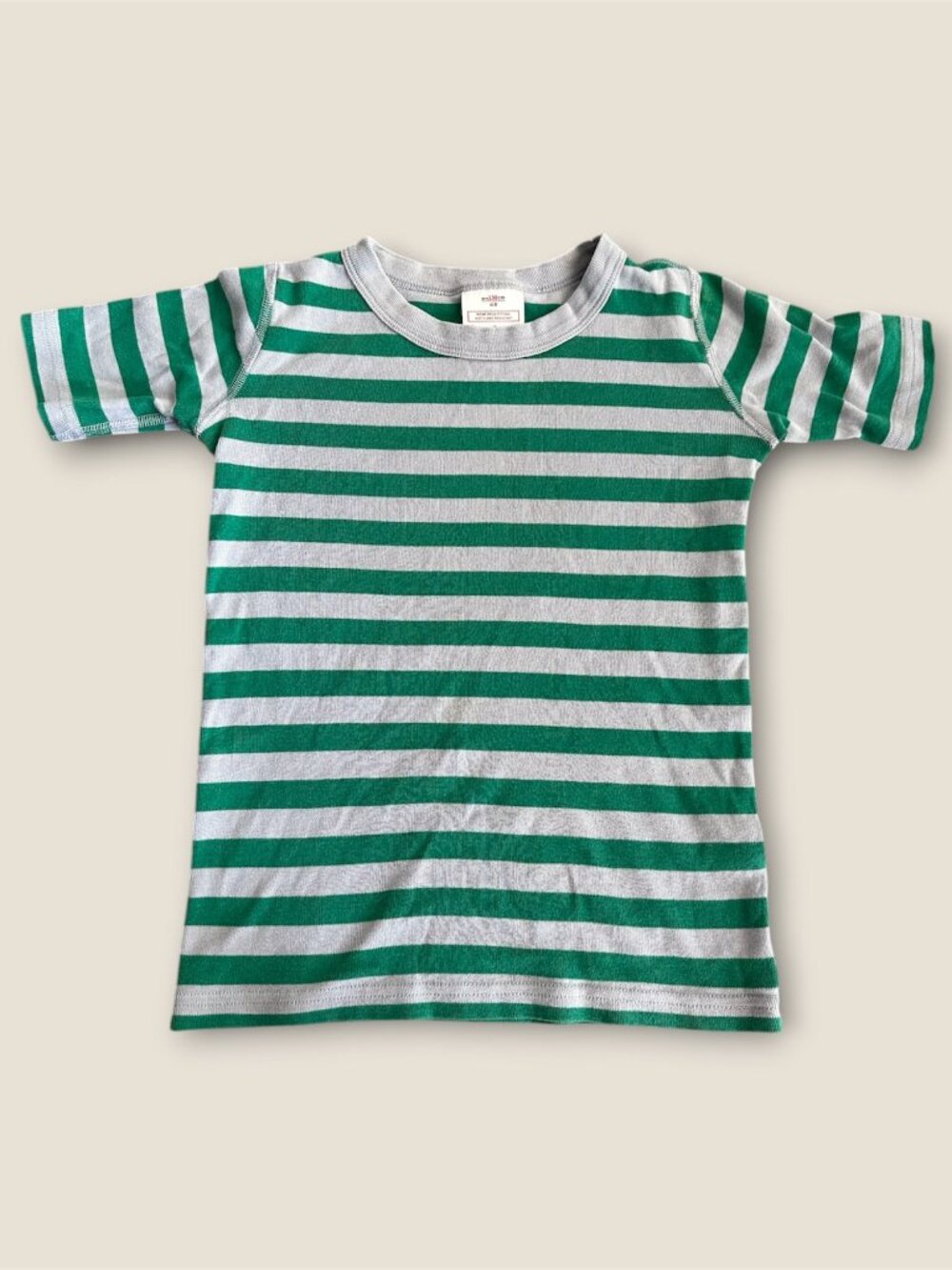 Hanna Handerson Pajamas Top Stripes Green Gray Cozy Organic Cotton Size 8